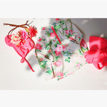 Girls' Floral Long-Sleeve UV Swimsuit Set