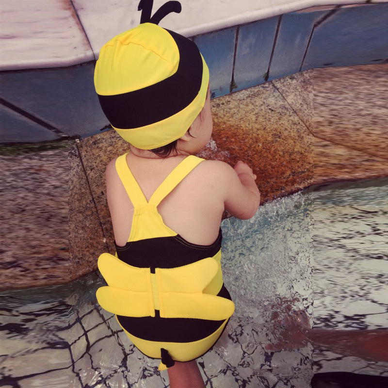 Kids Bumblebee One-Piece Swimsuit with Cap