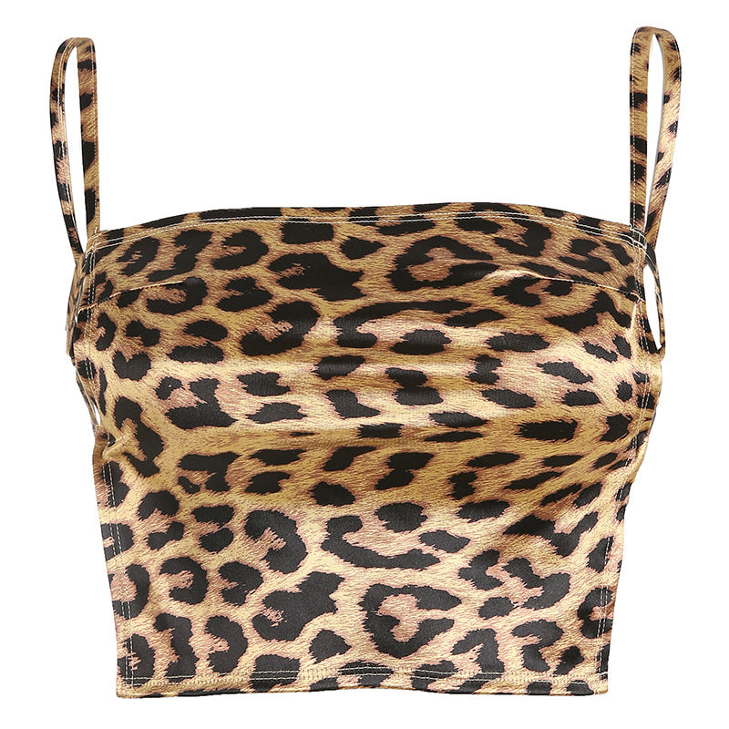 Summer Women's Cross Strap Leopard Print Tank Top