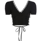 Gothic Sexy Bodycon Lace Crop Top for Women