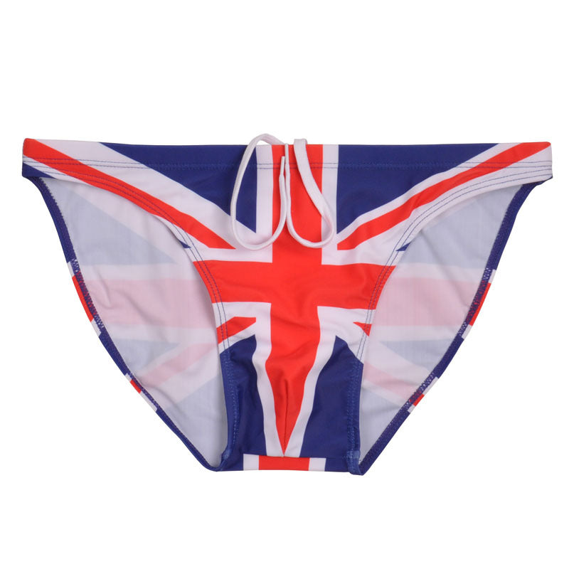Men's Low Waist Flag Print Swim Briefs