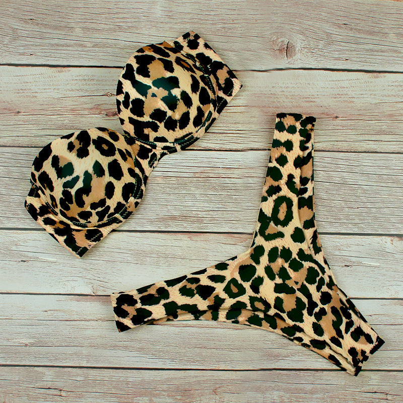 Leopard Print Push-Up Bikini Set