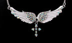 Angel Wings Pendant and Sweater Necklace with Gems