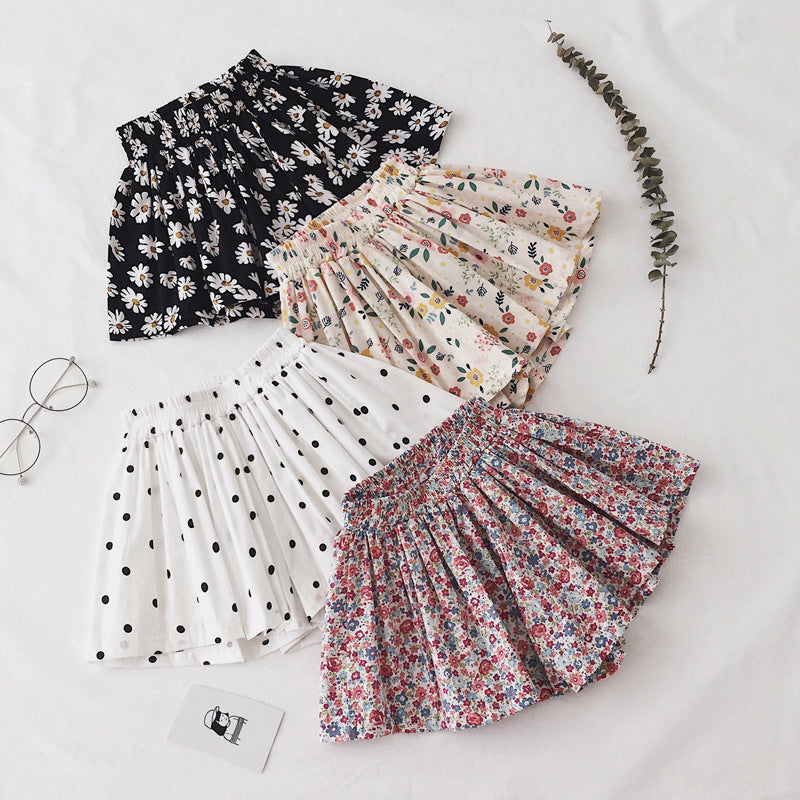 Cute Western Style Girls' Thin Cotton Wide-Leg Shorts