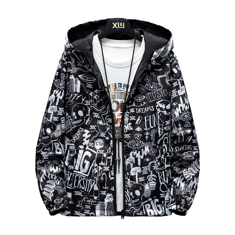 Reversible Men's God Hooded Jacket for Spring & Autumn