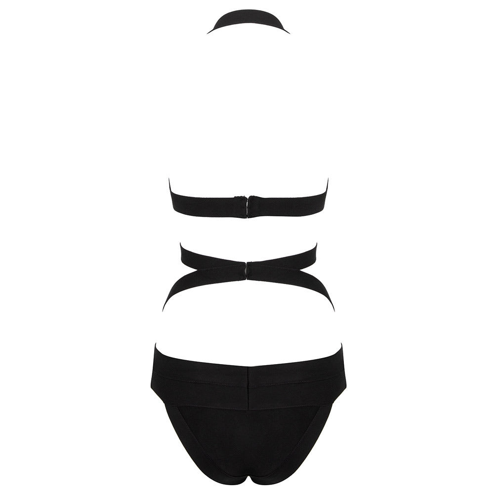 Gray Bandage Cutout One-Piece Swimsuit