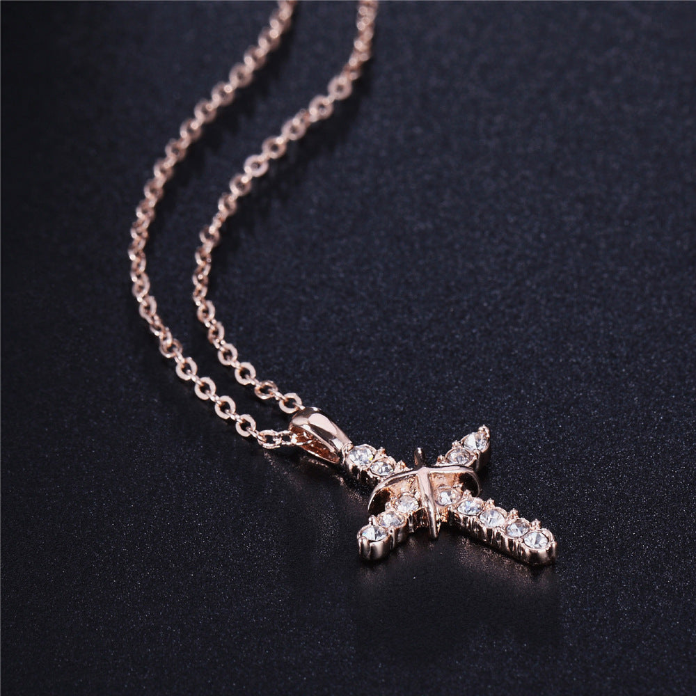 Fashion Cross Pendant Necklace with Zirconia Accents | Christian Jewelry