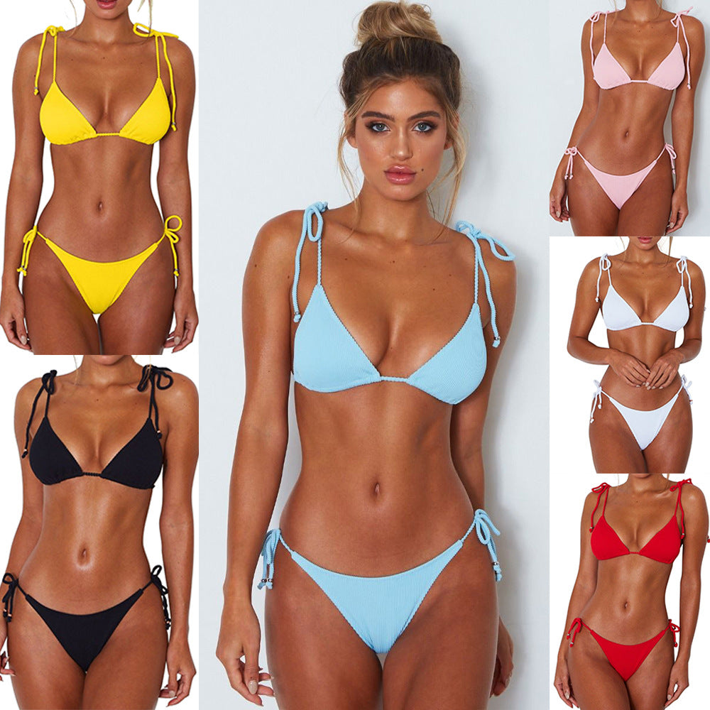Women's Black Triangle String Bikini