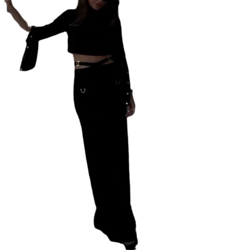 2024 Autumn New Women's Crop Top and High-Waist Pants Set