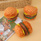 Hamburger Dog Chew Toy with Sound - Durable Plush Pet Toy