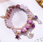 Crystal Bracelet with Star, Moon, and Cat Eye Design