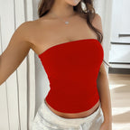 Women's Solid Color Backless Knitted Tube Top