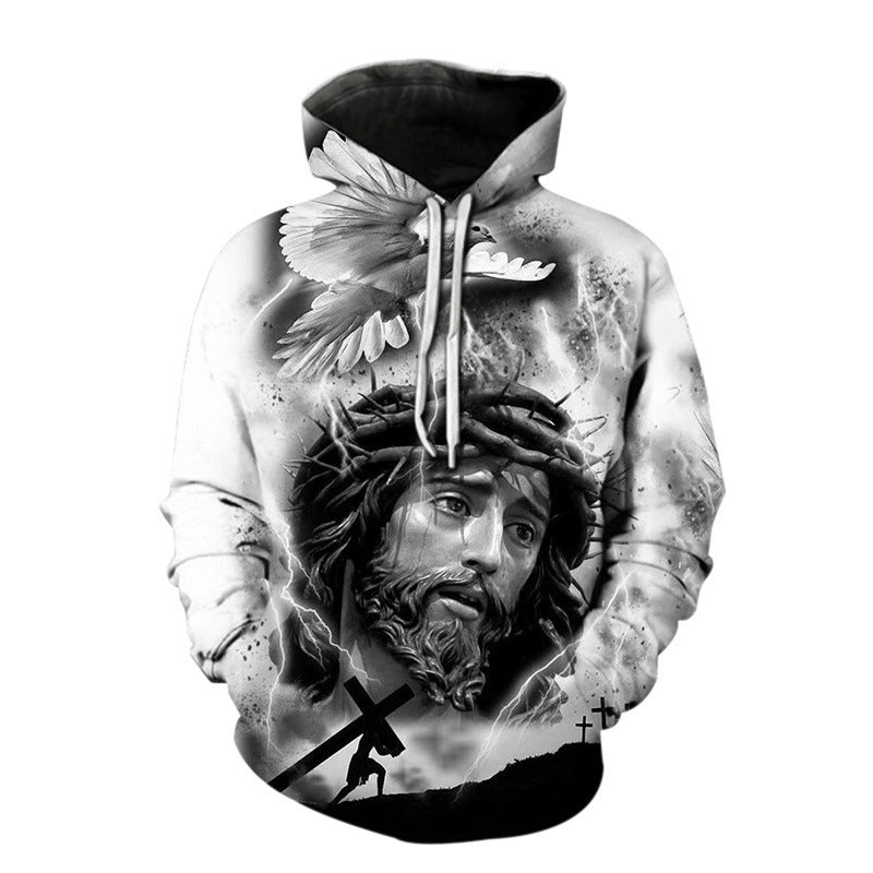 2023 Spring 3D Jesus Graphic Hoodie for Men | Faith Streetwear