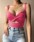 2021 Women's Knotted V-Neck Backless Tank Top