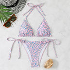 Green Ditsy Floral Triangle Bikini Set