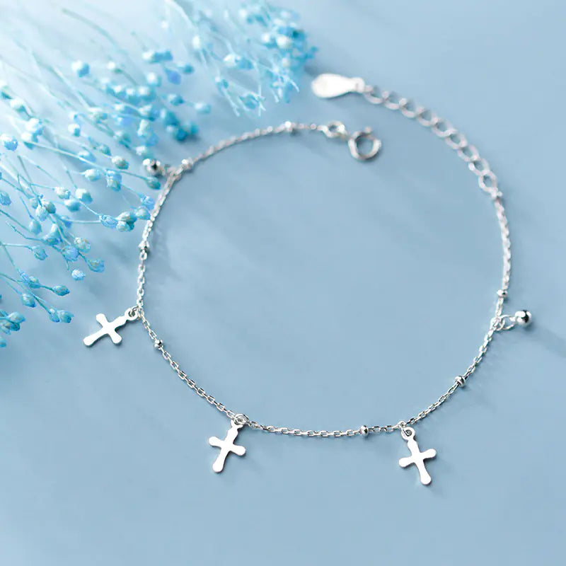 Ailuoqi Silver Bracelet with Cross Charm | Christian Jewelry