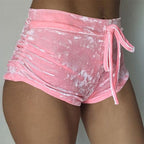 Women's Flannel Elastic Tie Casual Sports Shorts