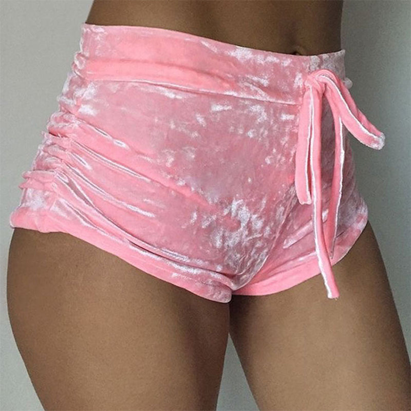 Women's Flannel Elastic Tie Casual Sports Shorts