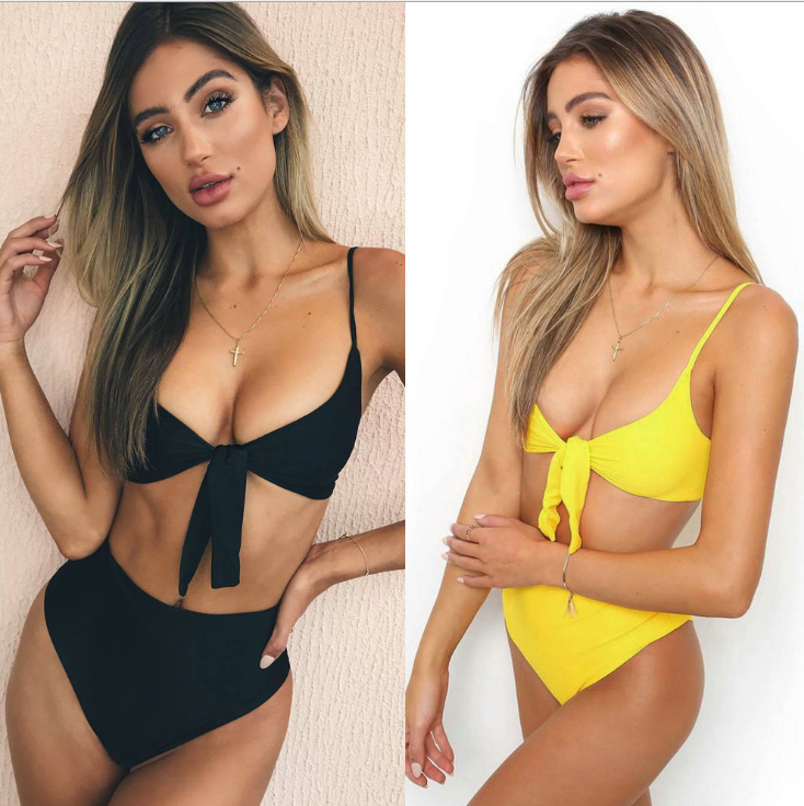 Women's Tie-Front High-Waist Bikini Set