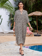 Leopard Print Beach Cover-Up Shirt Dress
