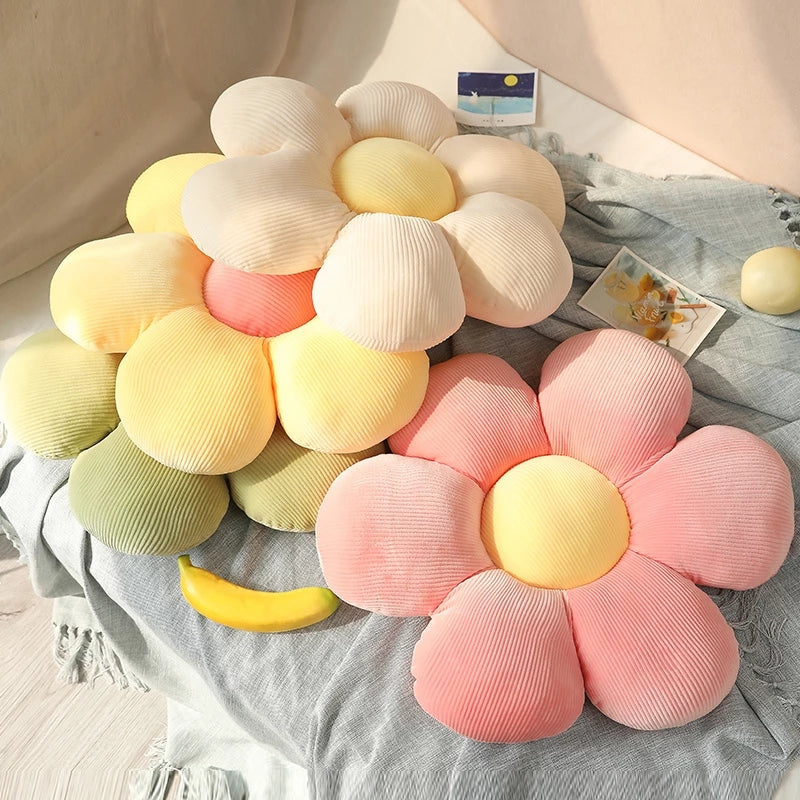 Soft Cartoon Flower Plush Pillow - Decorative Home Cushion