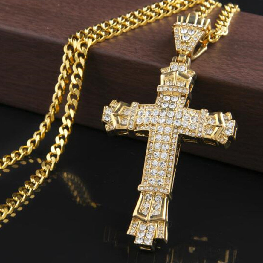 Hip Hop Cross Necklace with Diamond Pendant for Men | Christian Jewelry