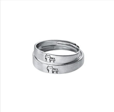 Personalized Cute Kitten Adjustable Couple Rings | Jewelry