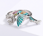 Hummingbird Epoxy Colorful Bird Pastoral Style Ring