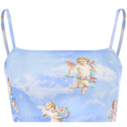 Embroidered Angel Crop Top for Women (Spring/Summer)