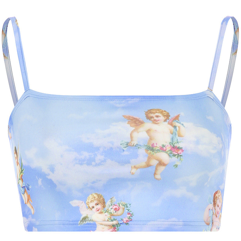 Embroidered Angel Crop Top for Women (Spring/Summer)