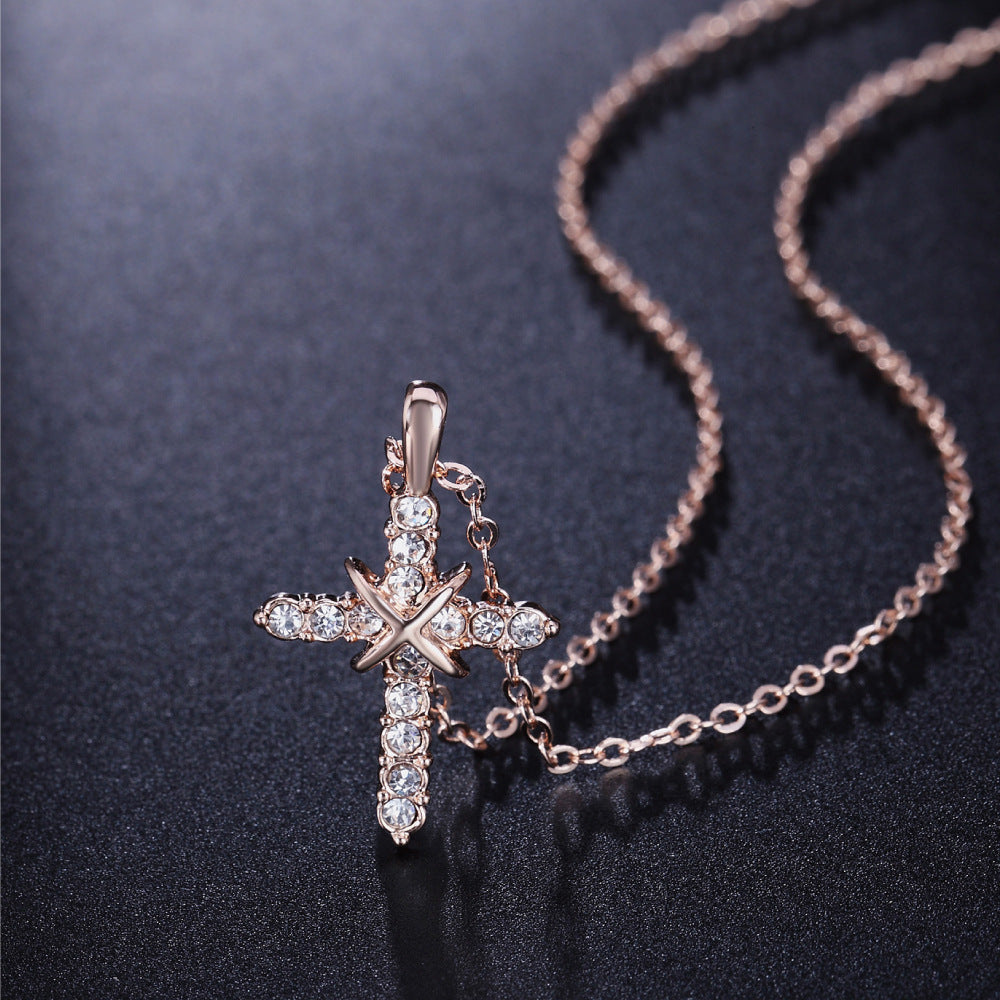Fashion Cross Pendant Necklace with Zirconia Accents | Christian Jewelry
