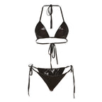 Women's Metallic Reflective String Triangle Bikini Set