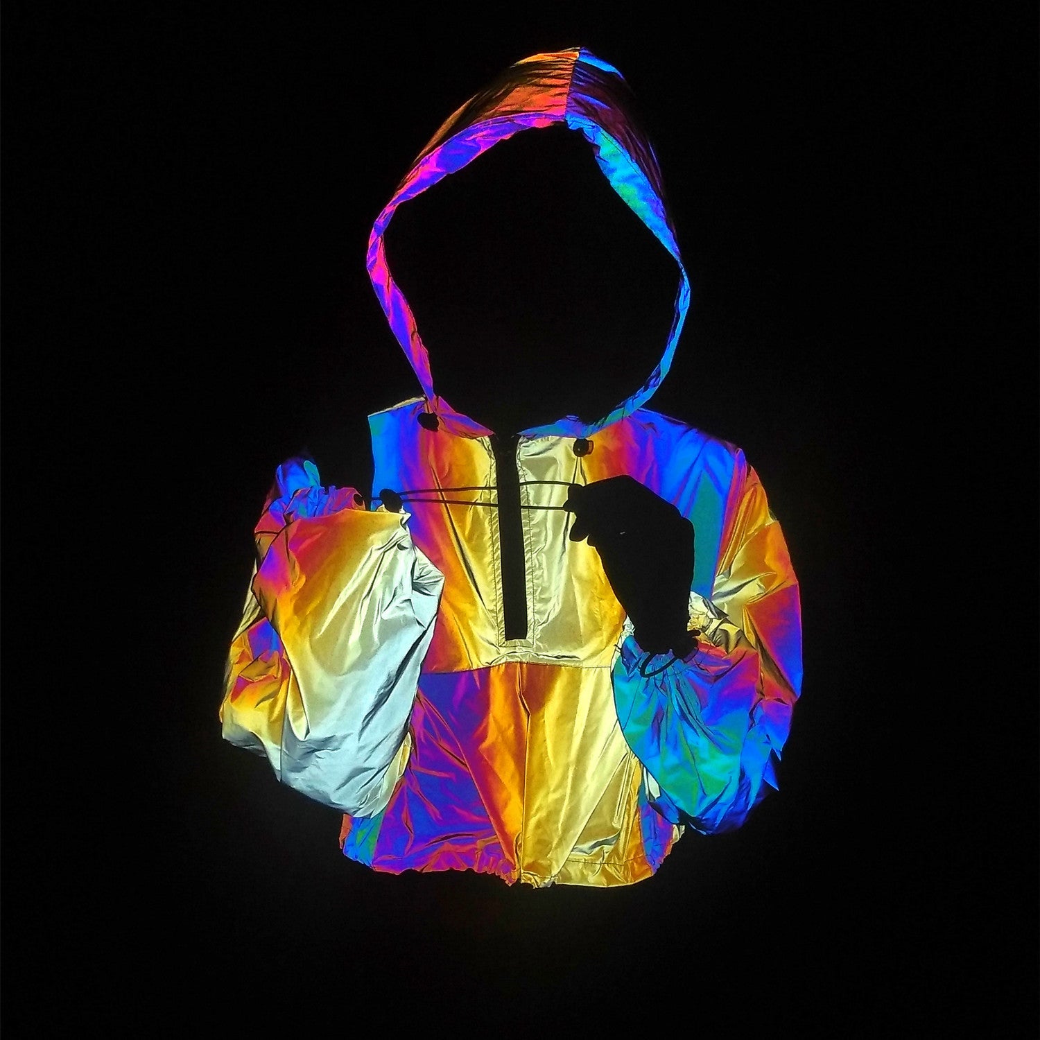 2024 Women's Colorful Reflective Hooded Jacket Crop Top
