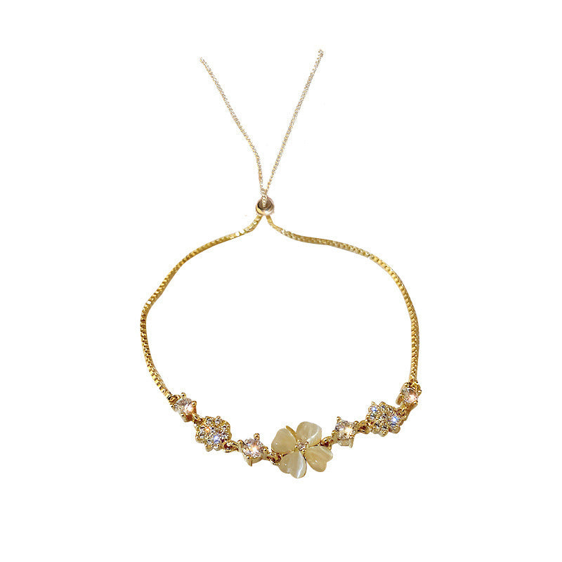 Encrusted Cat's Eye Petal Flower Jewelry