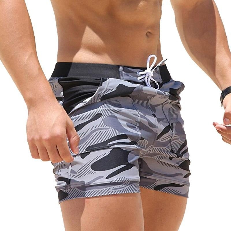 Men's Camouflage Drawstring Swim Trunks
