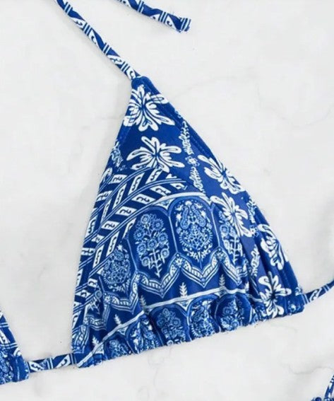 Bohemian Print Triangle String Bikini Set