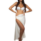 White Shell-Cup Bikini Set with Cover-Up