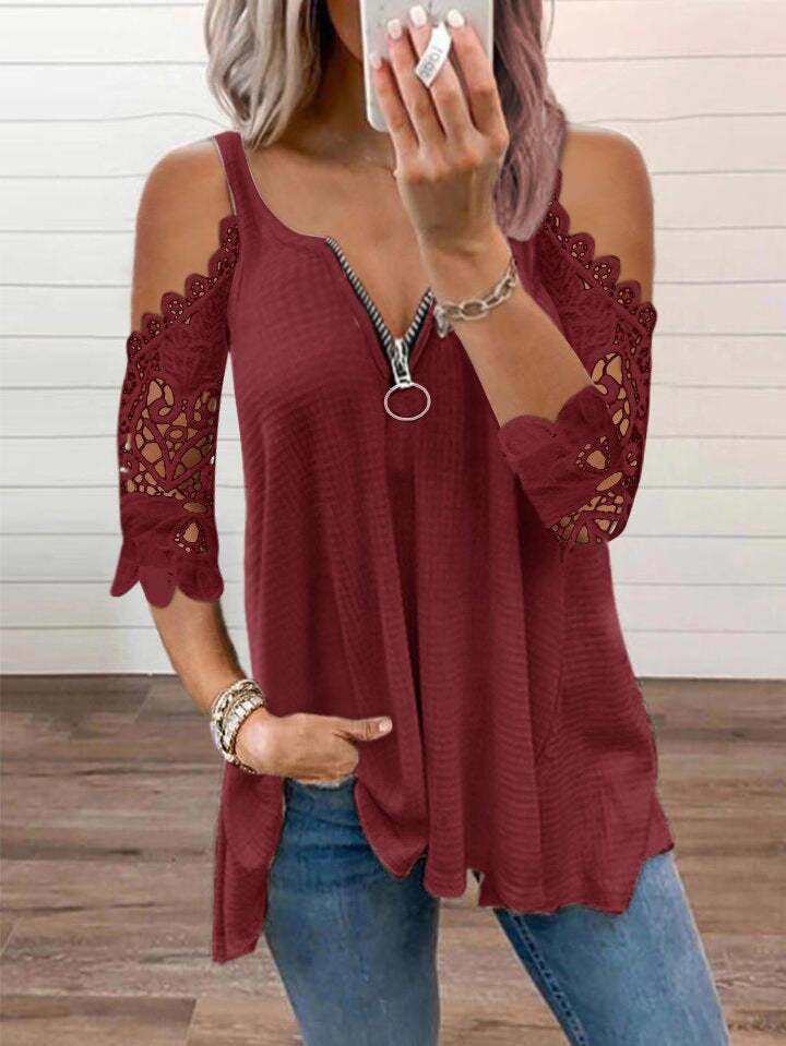 Fashionable Women's Halter Lace Sleeve Tank Top