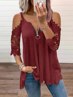 Fashionable Women's Halter Lace Sleeve Tank Top