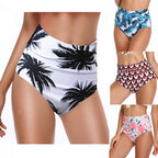 Palm Tree Print High-Waist Bikini Bottom