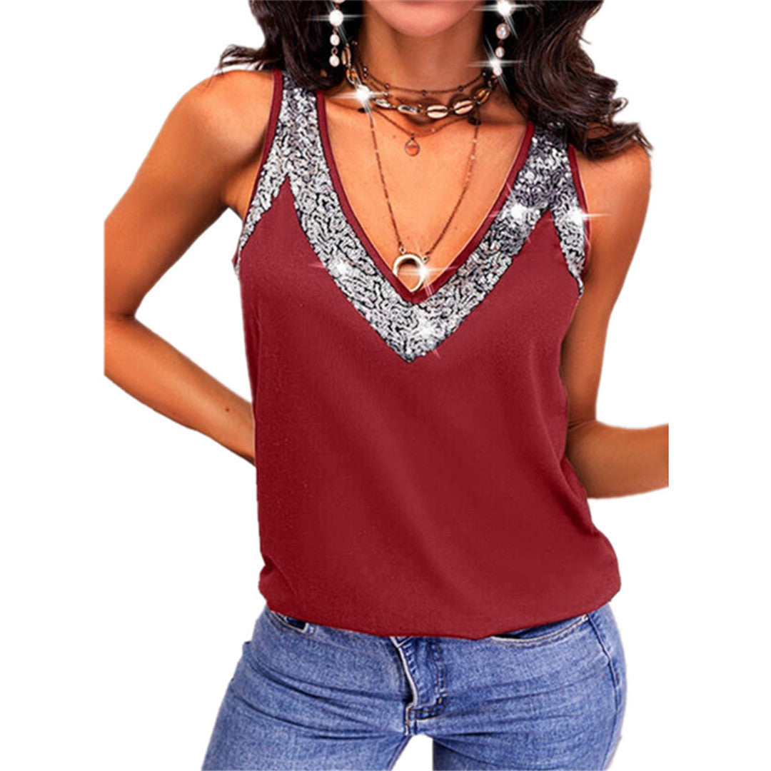 Women's Sleeveless Sequin Tank Top for Parties & Beach