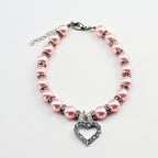 Pet Pearl Necklace with Heart Pendant for Cats and Dogs
