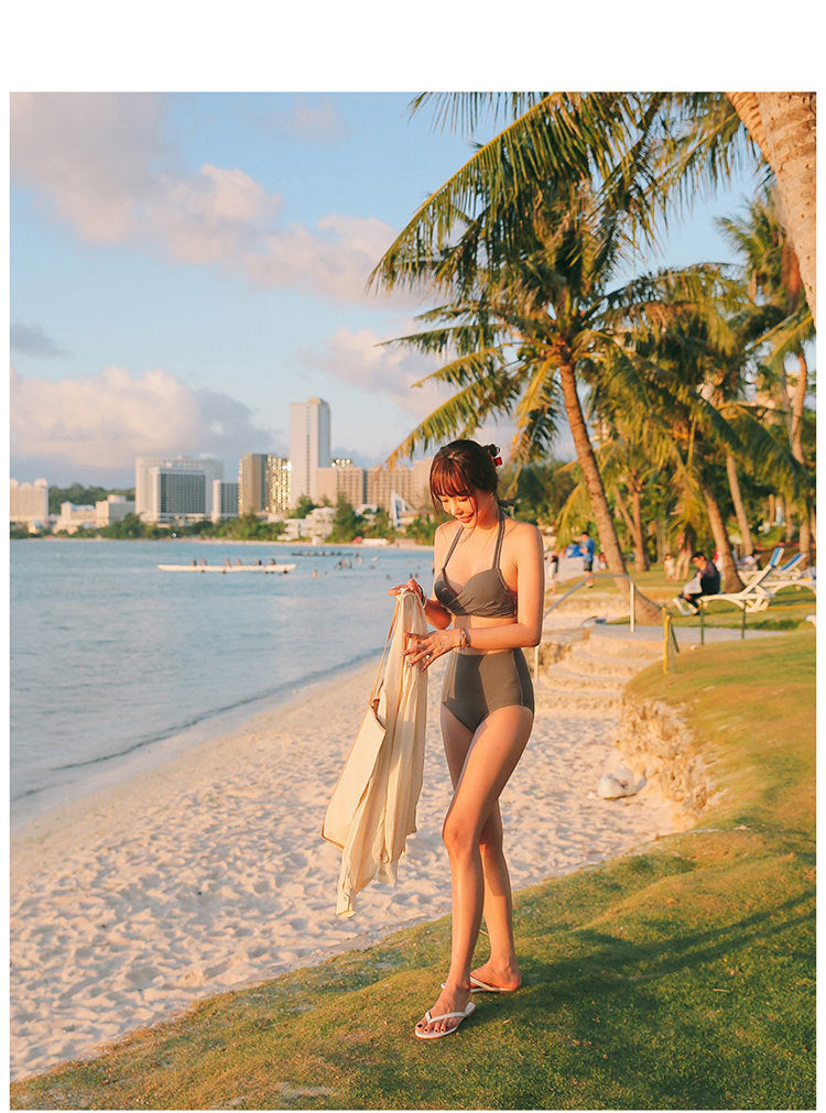Twist-Front High-Waist Bikini Set