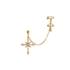 Baroque Cross Ear Cuff and Stud Earrings Set