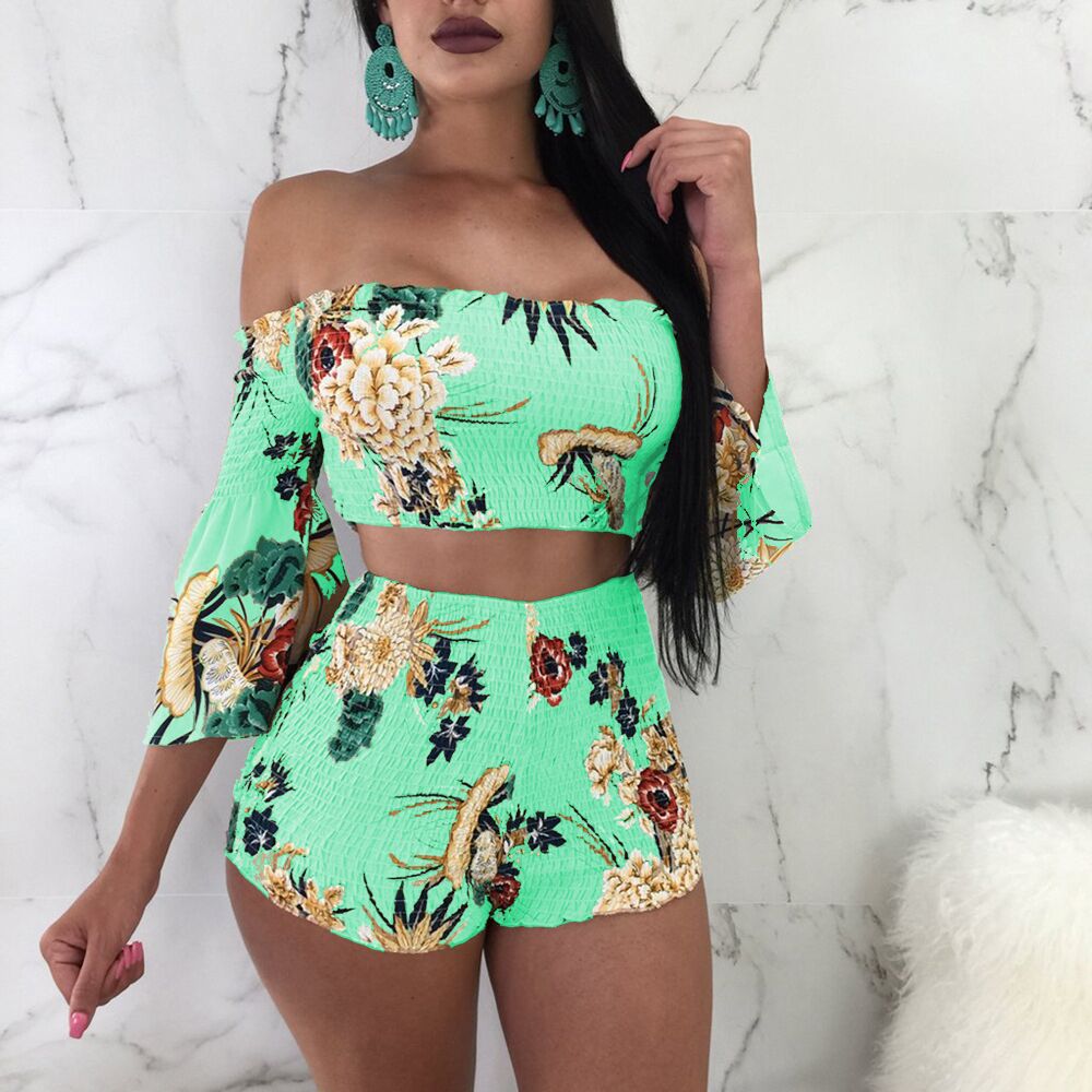 2019 Women's Casual Top and Shorts Beach Set