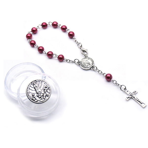 6mm Pearl Rosary Bracelet with Alloy Cross Beads | Christian Jewelry