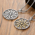 Flame Pendant Necklace with Stainless Steel Sun God