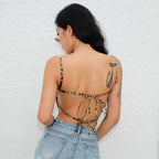 Summer Women's Cross Strap Leopard Print Tank Top