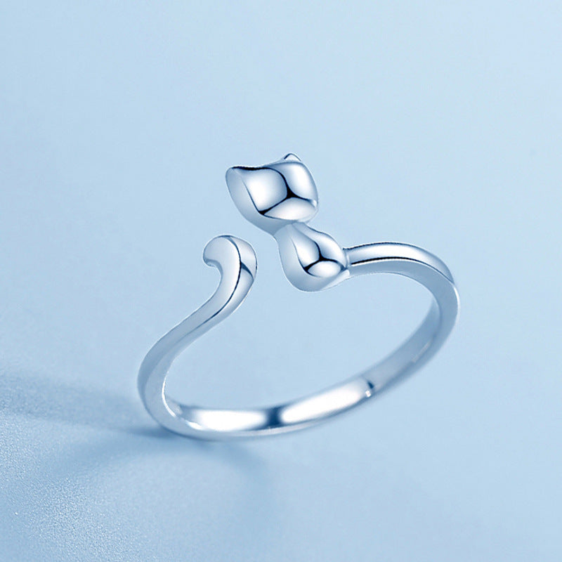 Cat and Dog Open Ring for Women