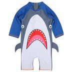 Kids' Shark Long-Sleeve One-Piece Rashguard Swimsuit